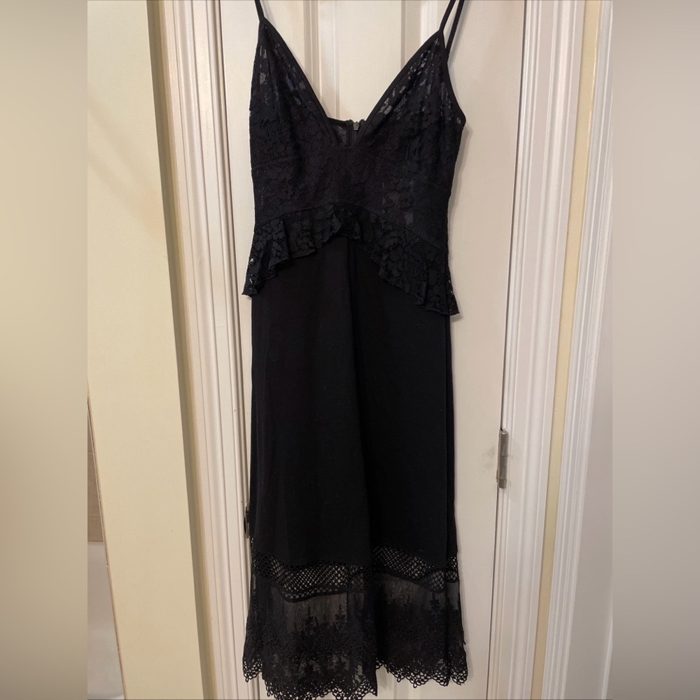 NWT French Connection Black Lace Midi Dress Size 2
